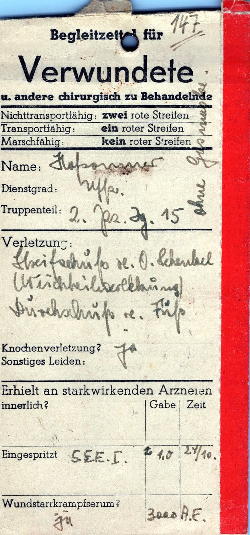 Original German WWII Massive Award & Document Grouping of Sanitäts-Feldwebel Friedrich Hofsommer of Panzerjäger - Abteilung 15