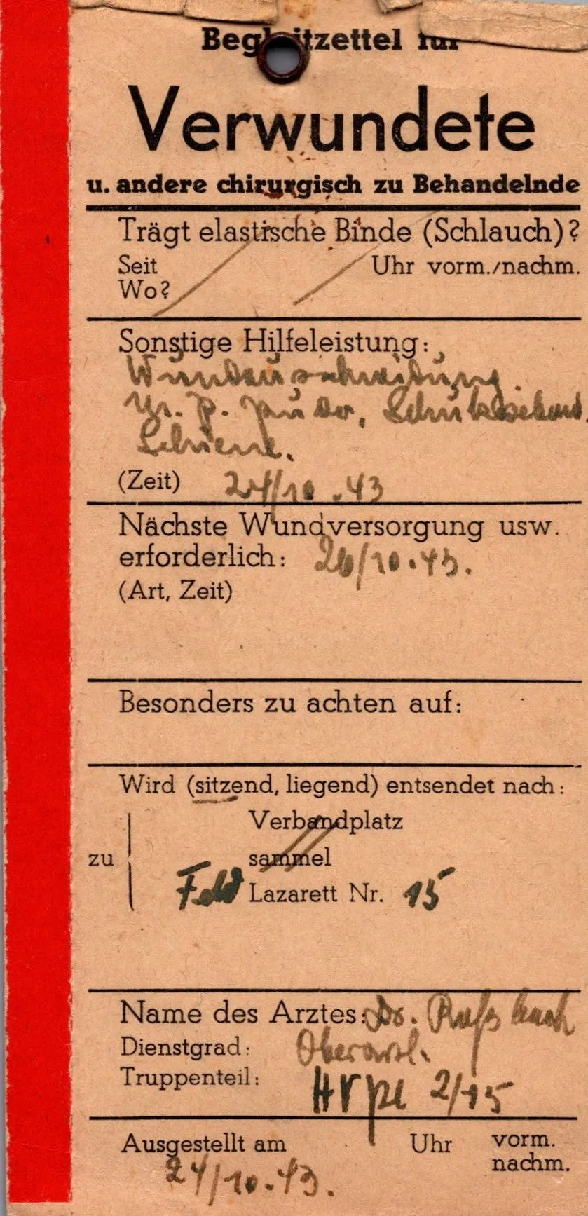 Original German WWII Massive Award & Document Grouping of Sanitäts-Feldwebel Friedrich Hofsommer of Panzerjäger - Abteilung 15