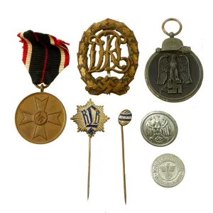 Original German WWII Medal Grouping with Eastern Front Medal, War Merit Medal & More - 7 Items