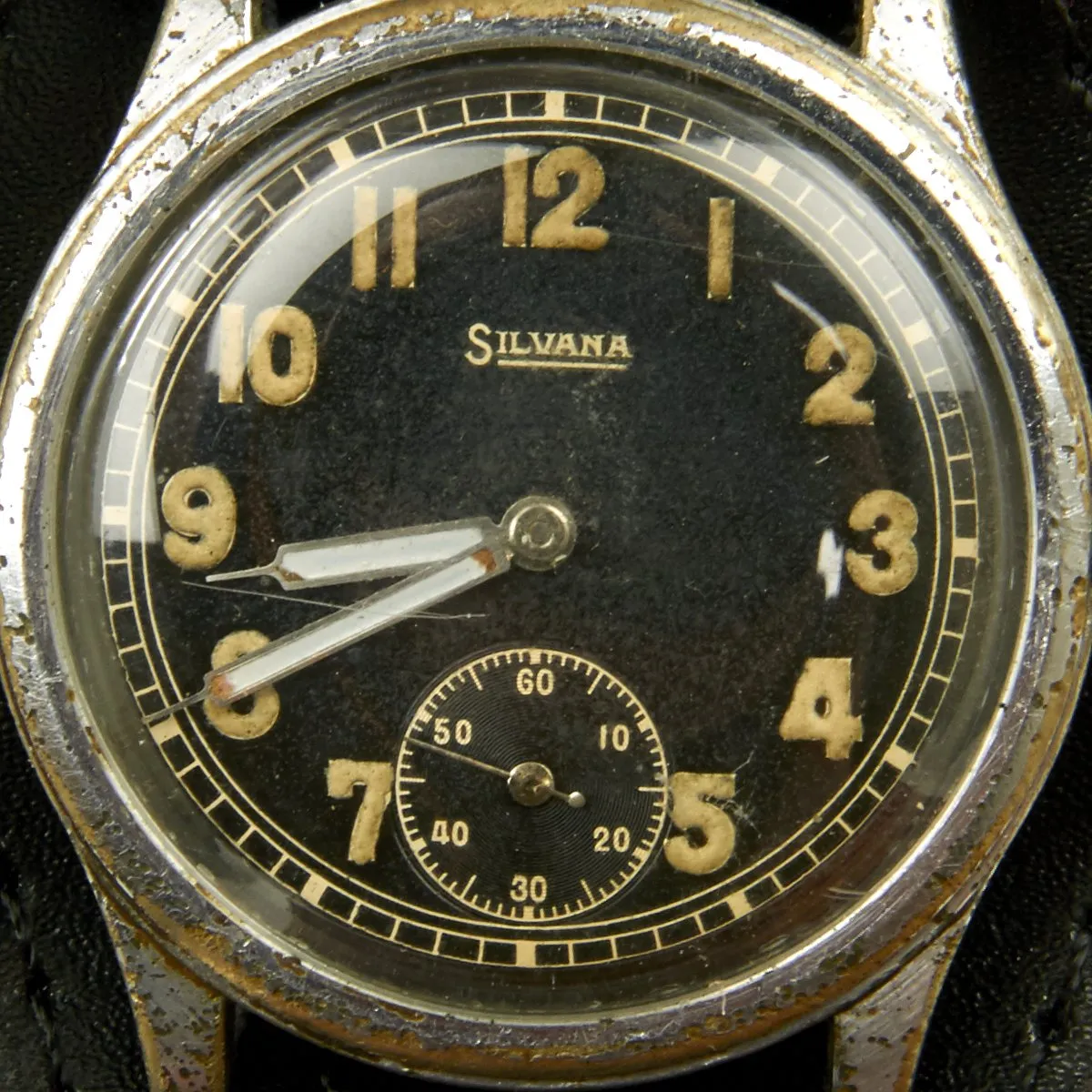 Original German WWII Wehrmacht D-H Wrist Watch by Silvana - Fully Functional