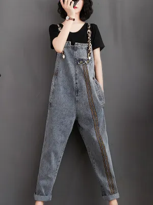 Original Leopard Elasticity Denim Overalls