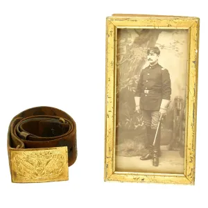 Original U.S. Indian Wars Era Officer's Portrait Photo with Model 1872 Regulation Belt Buckle & Belt c. 1880