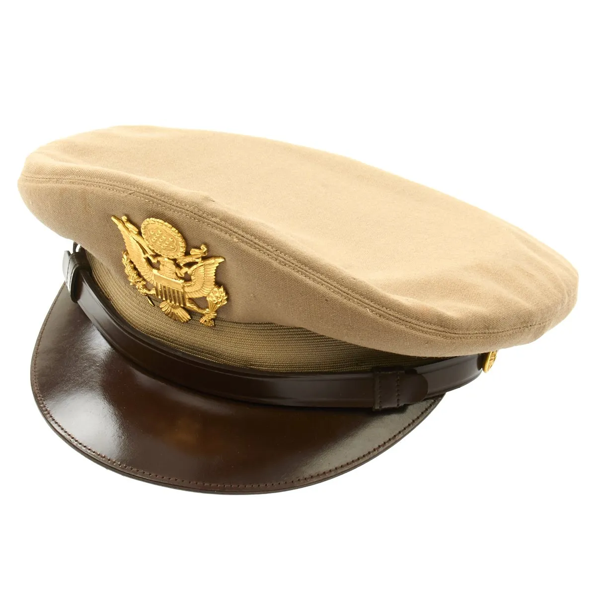 Original U.S. Korean War Army Officer Tropical Khaki Visor Cap by Philadelphia Uniform Co - dated 1951