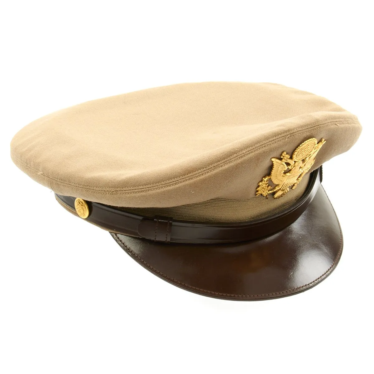 Original U.S. Korean War Army Officer Tropical Khaki Visor Cap by Philadelphia Uniform Co - dated 1951