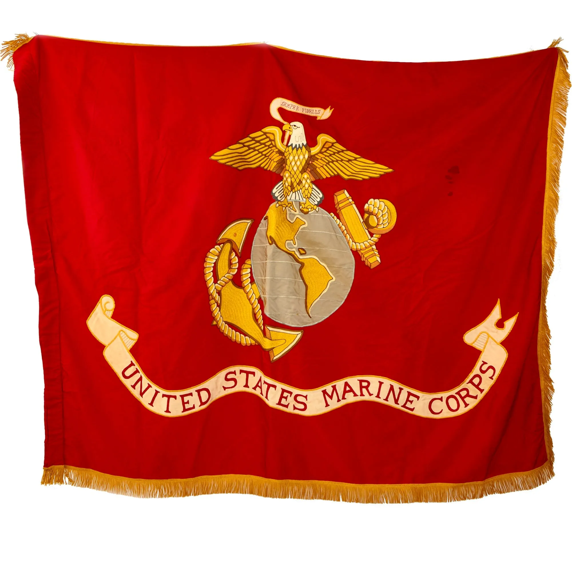 Original U.S. Vietnam War Era United States Marine Corps Indoor/Parade Standard Flag dated 1972 - 51” x 66”