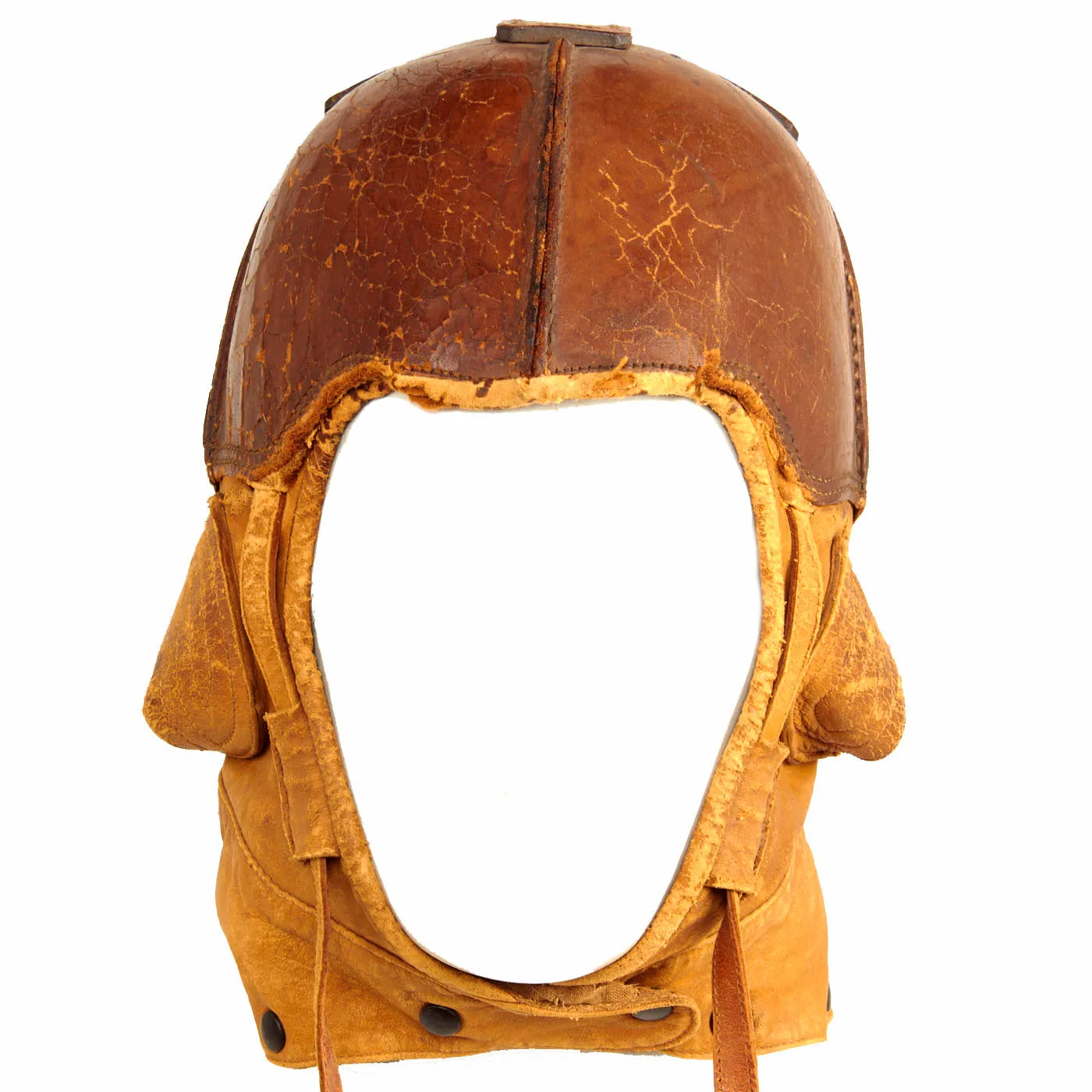 Original U.S. WWI Aero Squadron Stiff Leather Flying Helmet by Spalding With Resistal Goggles