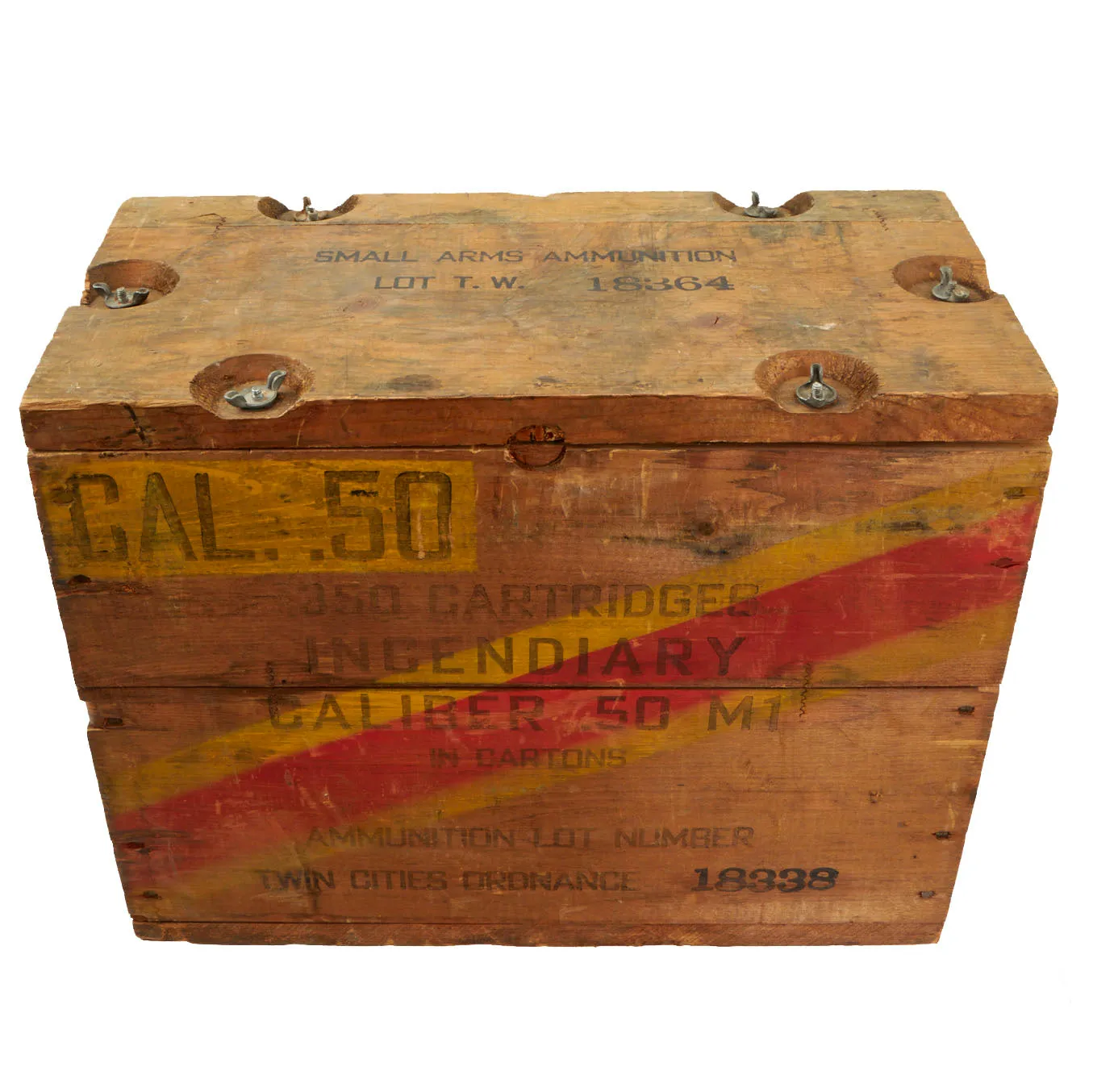 Original U.S. WWII 350 Round Wooden Ammunition Crate for Incendiary .50 M1 Cartridges