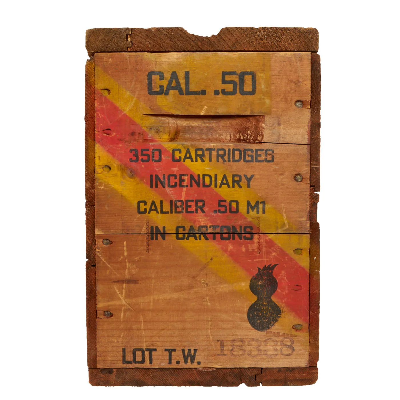 Original U.S. WWII 350 Round Wooden Ammunition Crate for Incendiary .50 M1 Cartridges