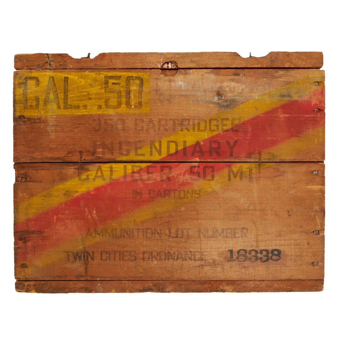 Original U.S. WWII 350 Round Wooden Ammunition Crate for Incendiary .50 M1 Cartridges