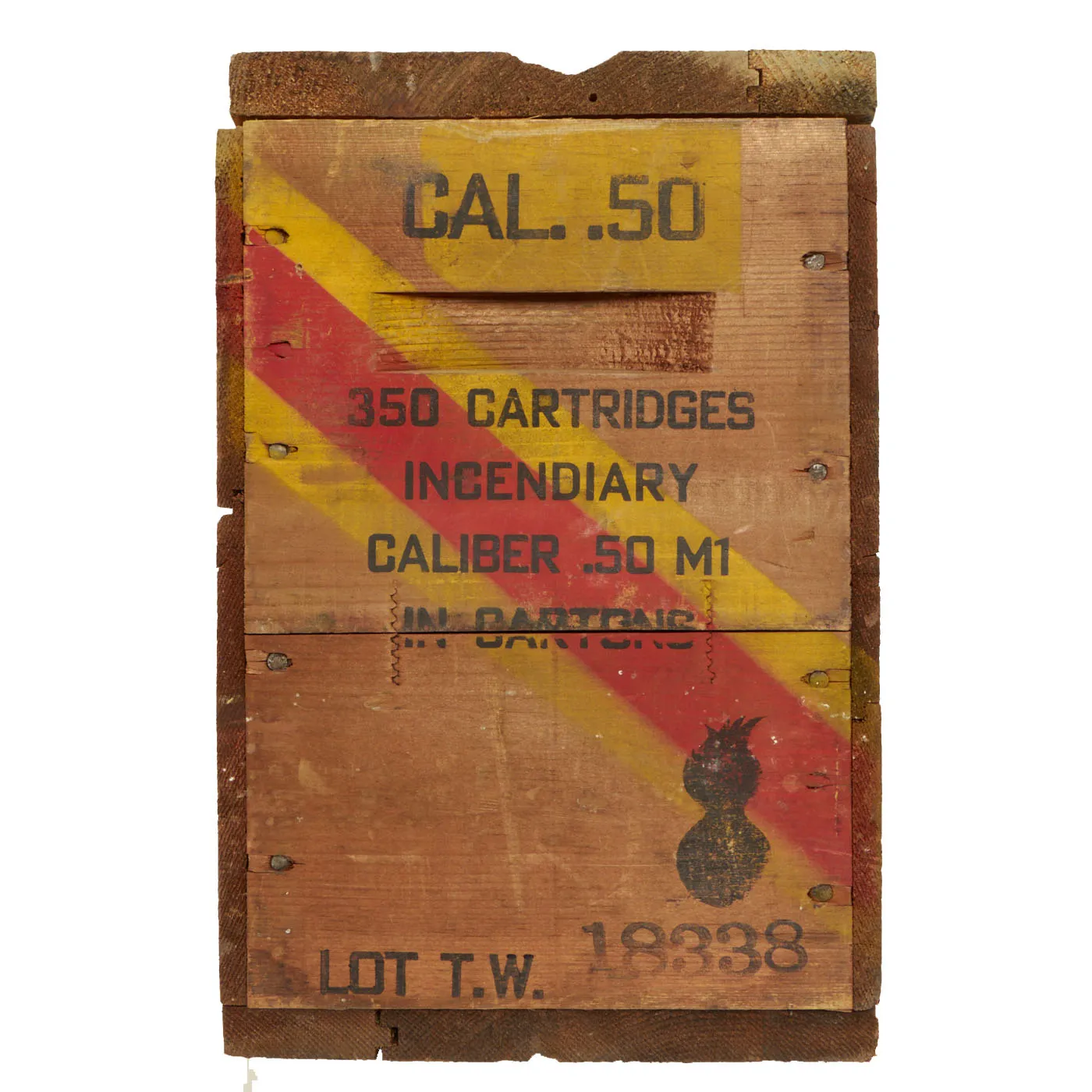 Original U.S. WWII 350 Round Wooden Ammunition Crate for Incendiary .50 M1 Cartridges