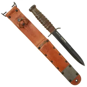 Original U.S. WWII Excellent Condition Blade Marked 1943 Dated M3 Fighting Knife by CASE with 1943 Dated M6 Scabbard by MILSCO