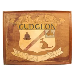 Original U.S. WWII Framed USS Gudgeon Flag Constructed From Sailcloth - First American Submarine To Sink Enemy Warship During WWII and Declared Lost With All Hands on June 7, 1944 - 33” x 42 ½”