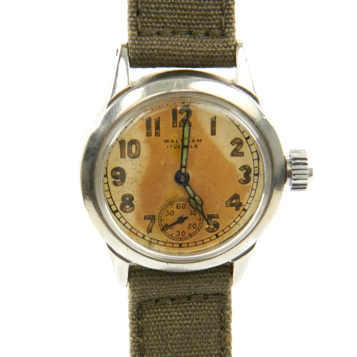 Original U.S. WWII Mid-War Army 17-Jewel Wrist Watch by Waltham - Fully Functional