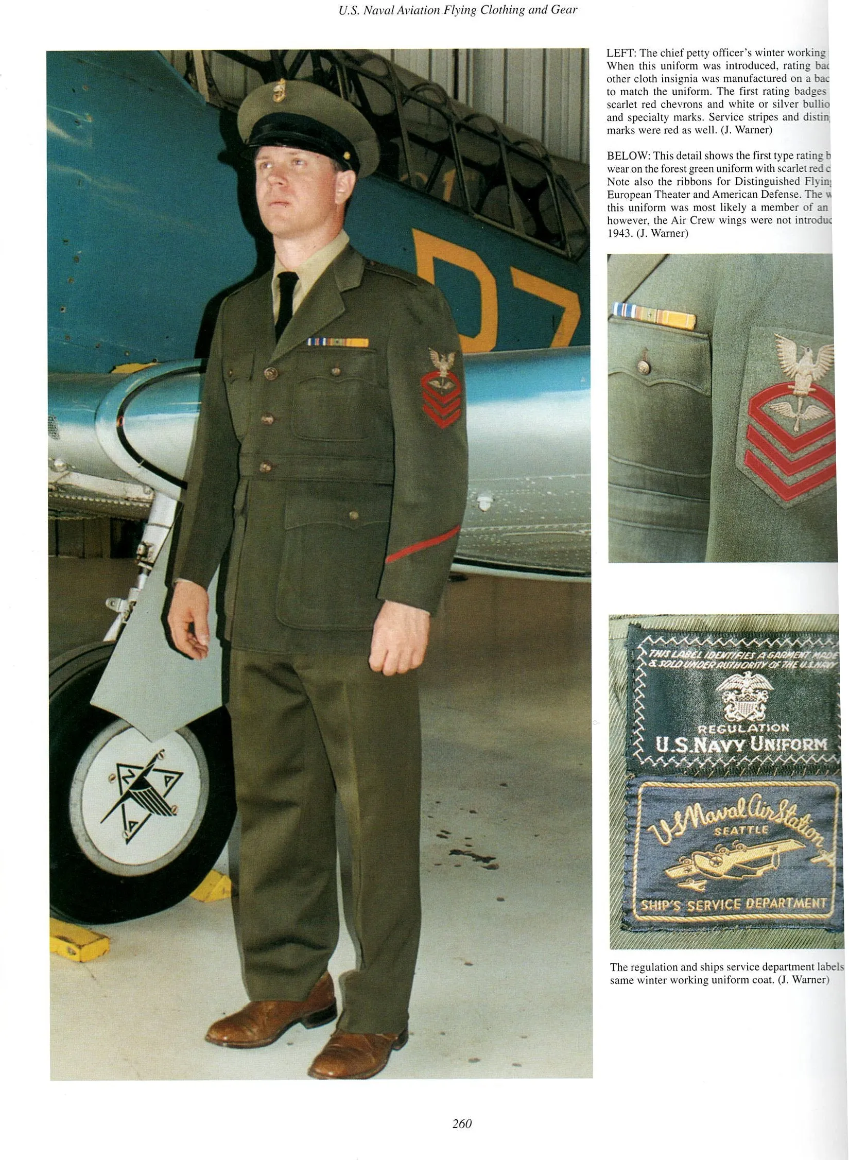 Original U.S. WWII Navy Chief Petty Officer Winter Working Uniform Jacket with Bullion Aviation Insignia - As Seen In Book