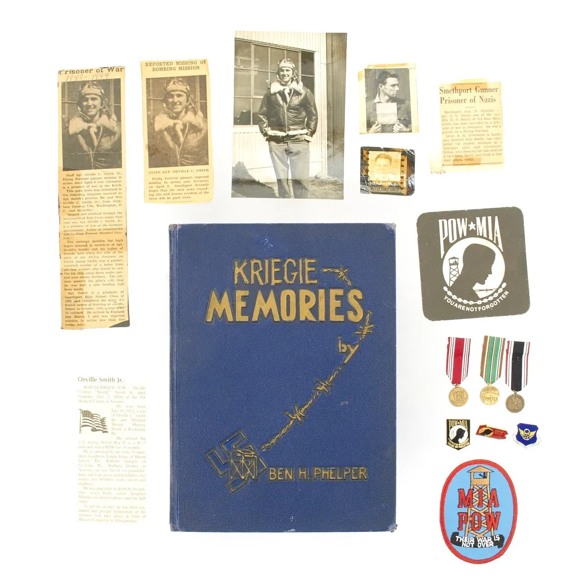 Original U.S. WWII Stalag 17B POW Airman Survivor with Dedicated Kriegie Memories Book with Paperwork Grouping