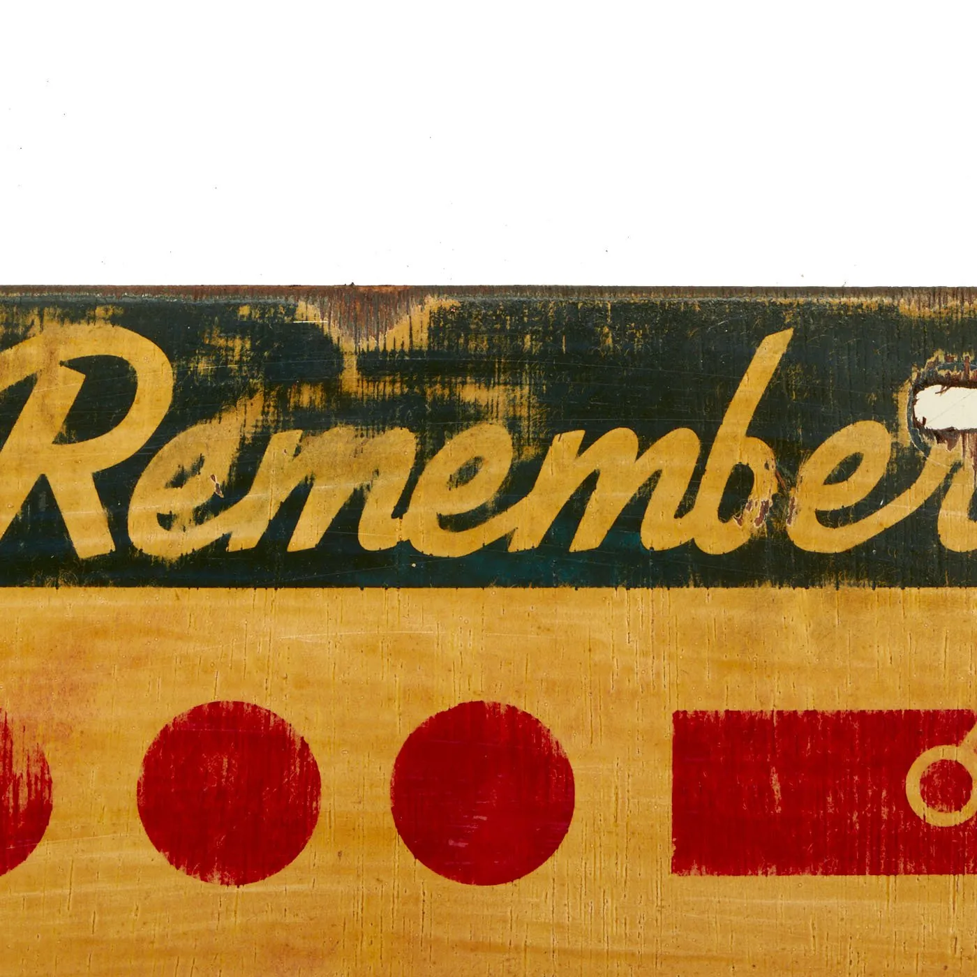 Original  WWII U.S. Homefront “Remember Pearl Harbor” Painted Wood License Plate - Wartime Economy Construction