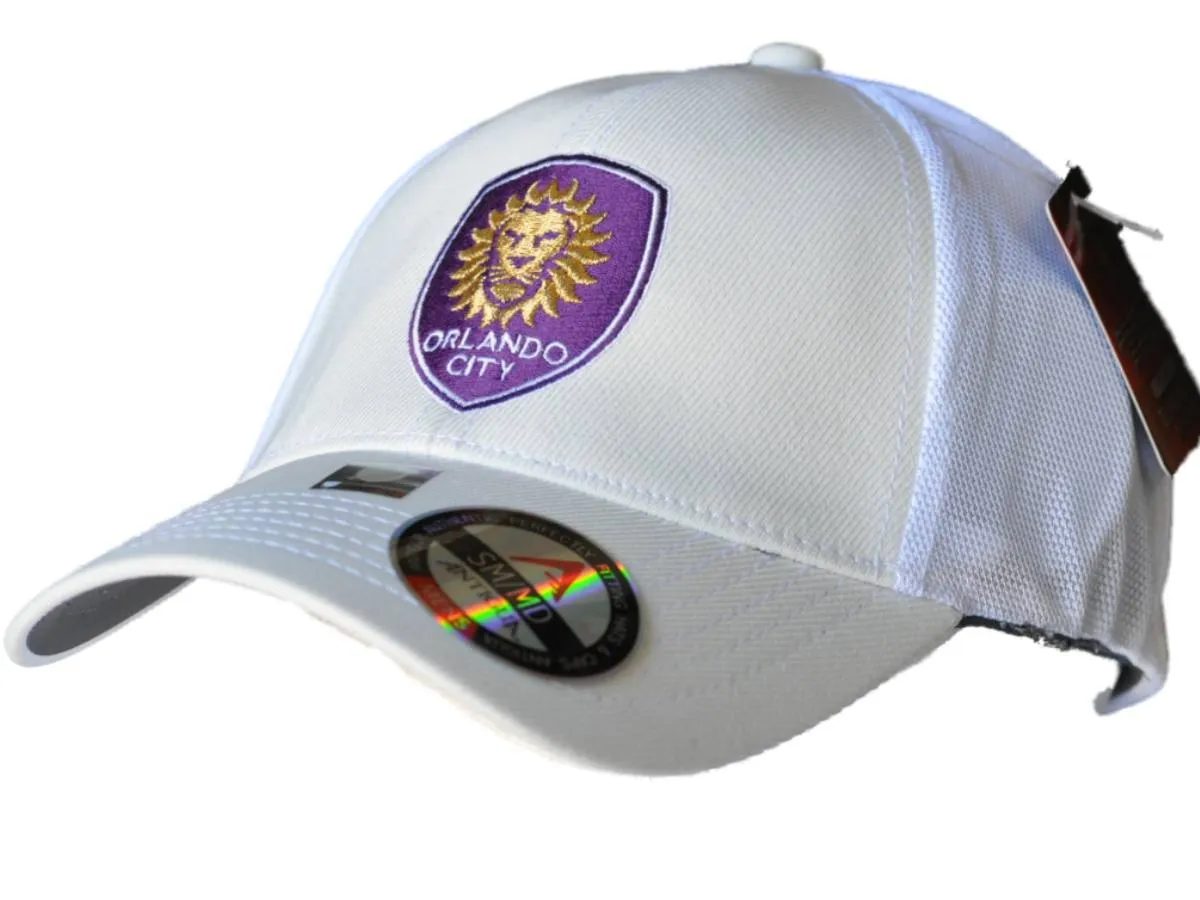 Orlando City FC Antigua White Performance Technical Fit Phase Mesh Hat Cap