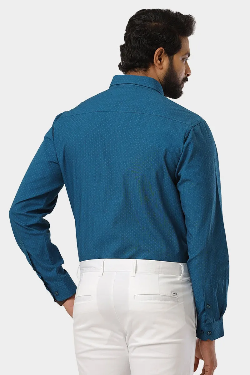 Orlando - Peacock Blue Casual Shirts for Men | Ariser