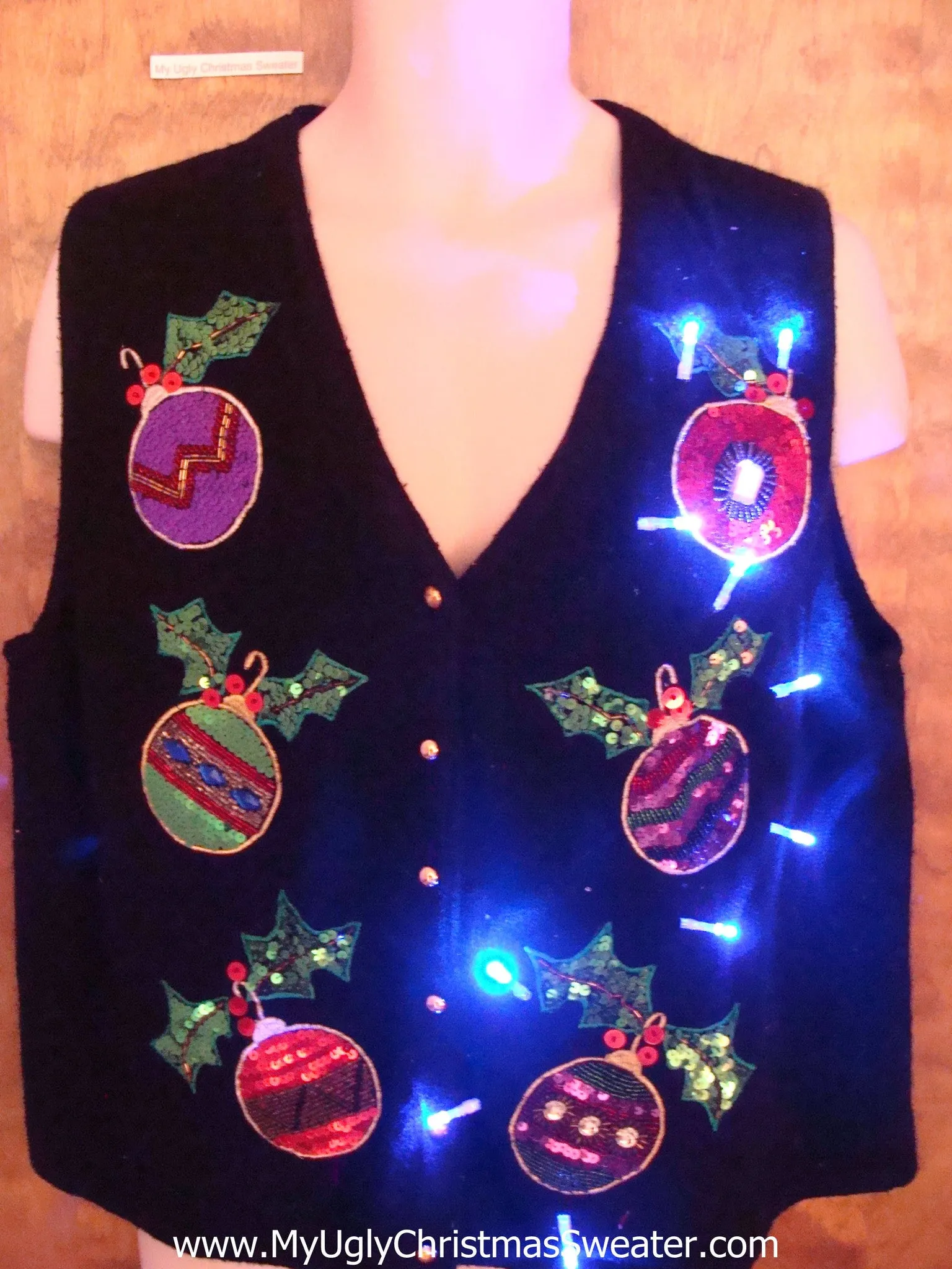 Ornament 6pack Light Up Ugly Xmas Sweater Vest