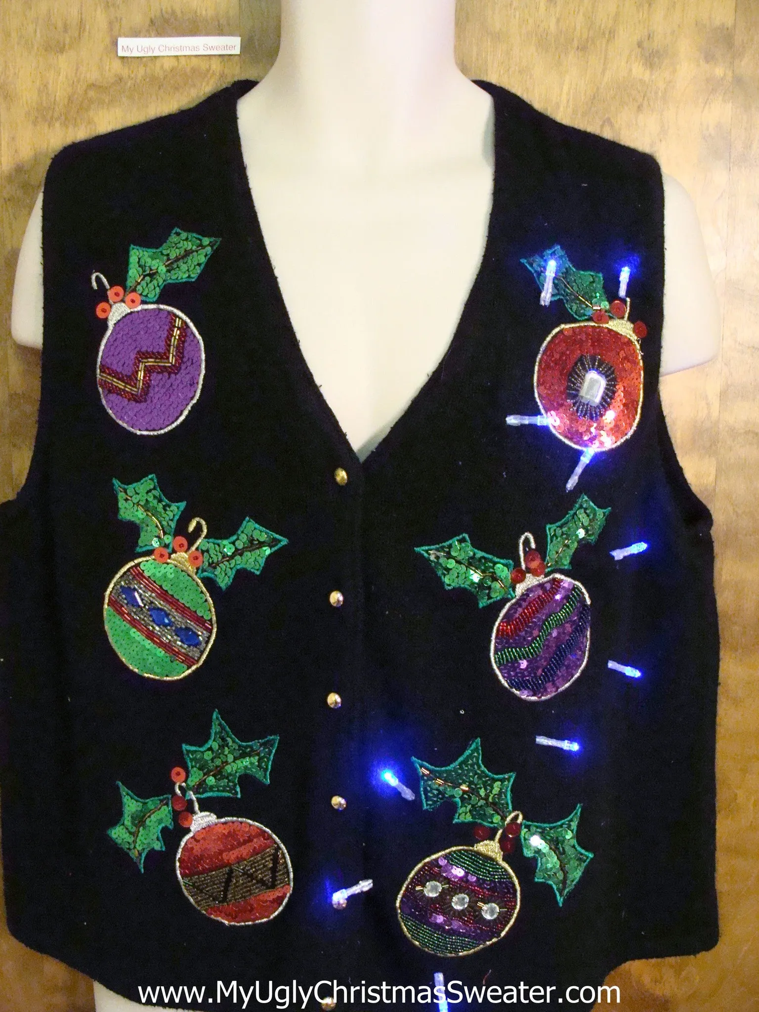 Ornament 6pack Light Up Ugly Xmas Sweater Vest