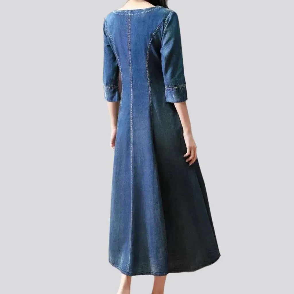 Ornamented vintage embroidered jean dress