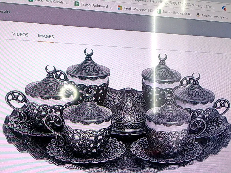 Ornate Turkish Coffee Set - 27 Pieces