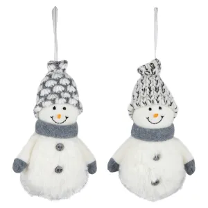 Ornement bonhomme de neige 6 po gris et blanc