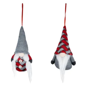 Ornement gnome 7 po rouge et gris