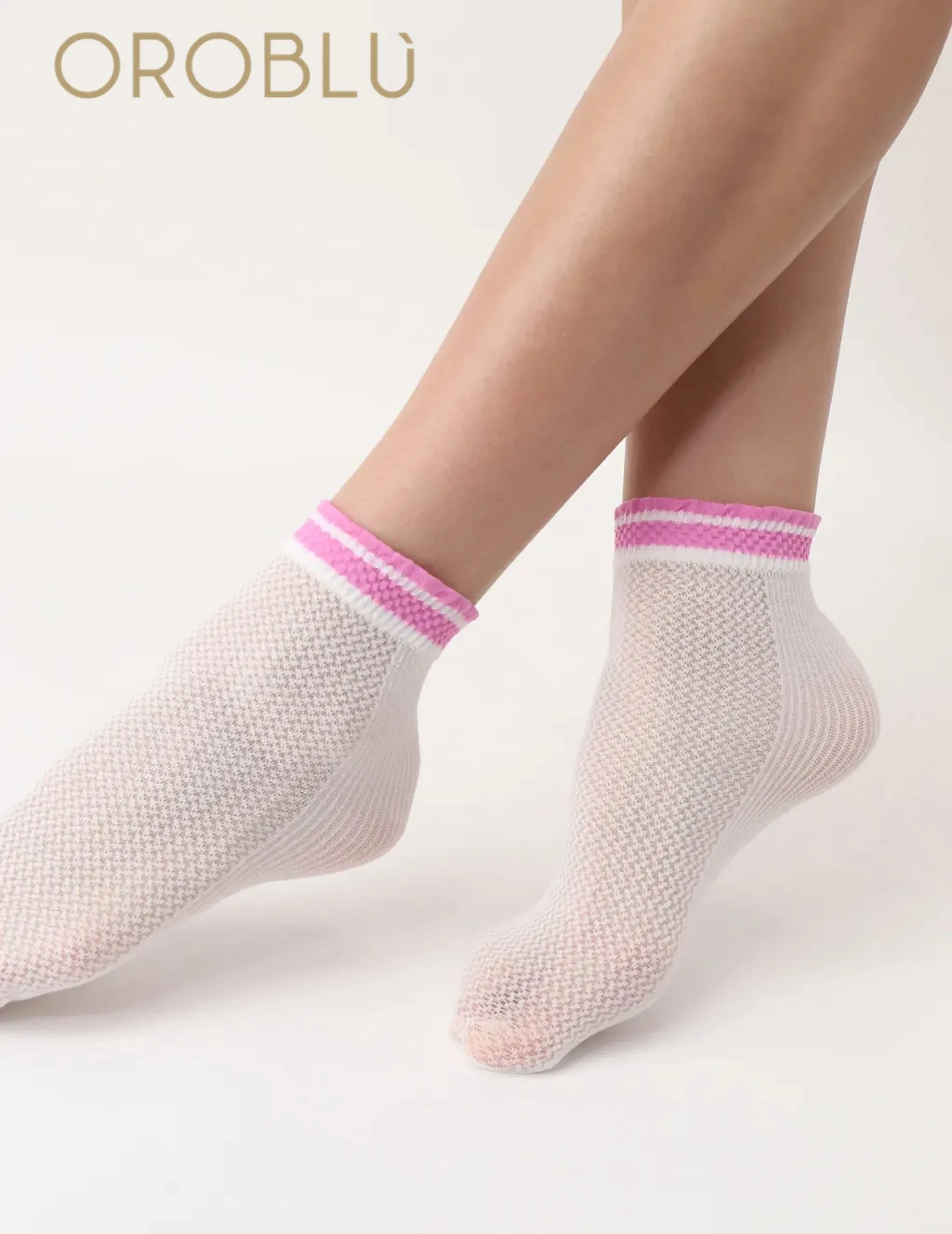 Oroblu Sale Nicer Sneaker Socks (Twin Pack) Pink/White VOBC67408