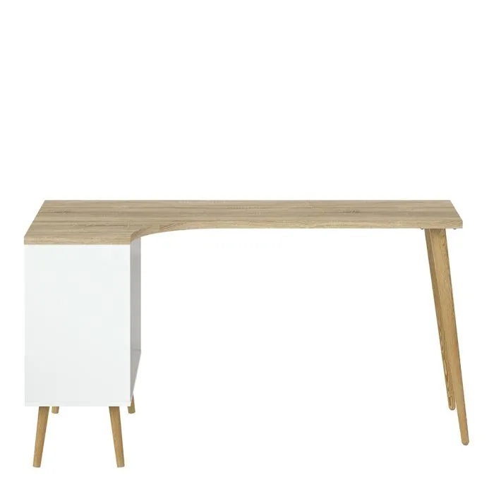 Oslo Desk 2 Drawer in White and Oak