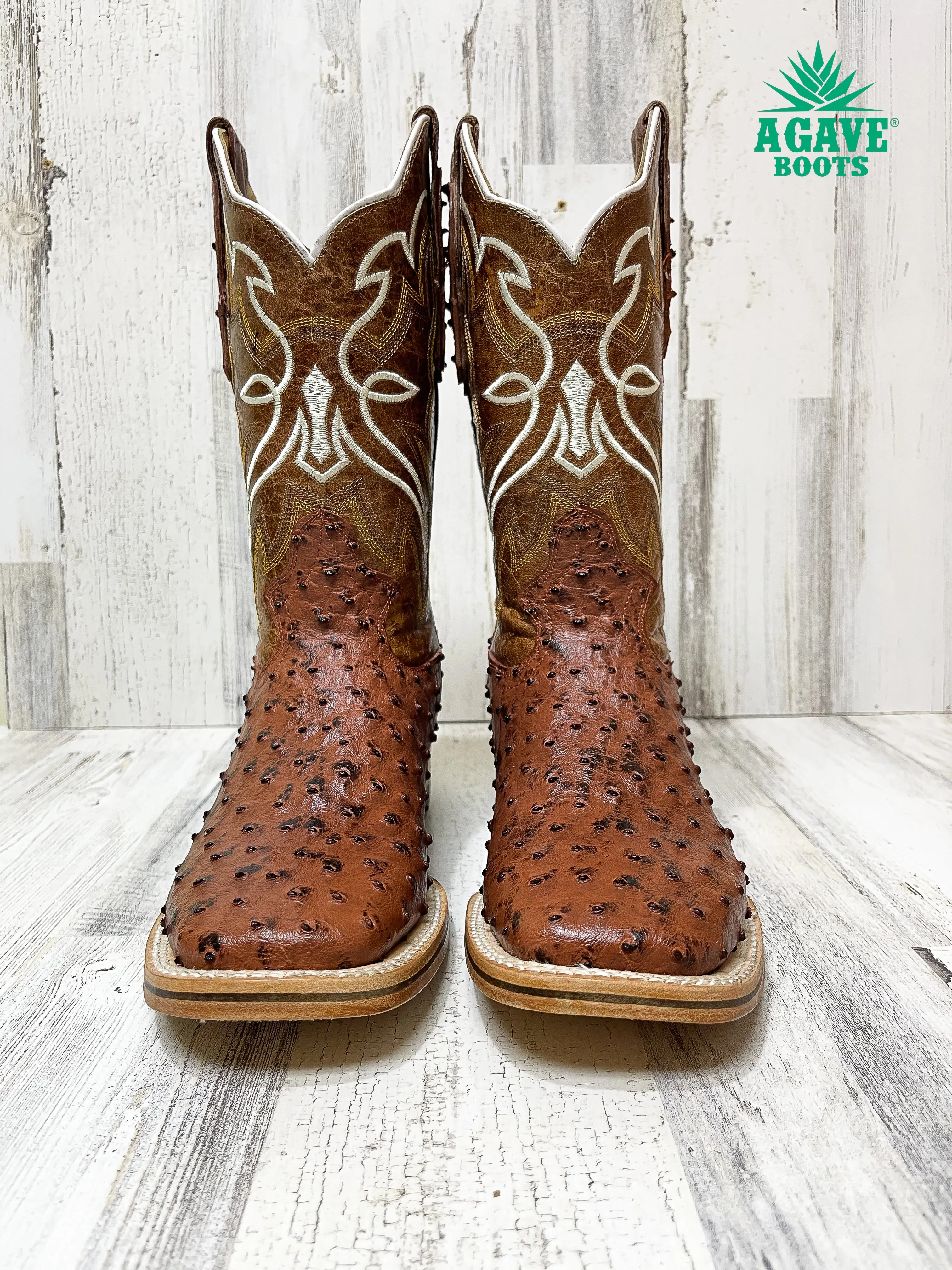 OSTRICH BRANDY | MEN SQUARE TOE WESTERN COWBOY BOOTS