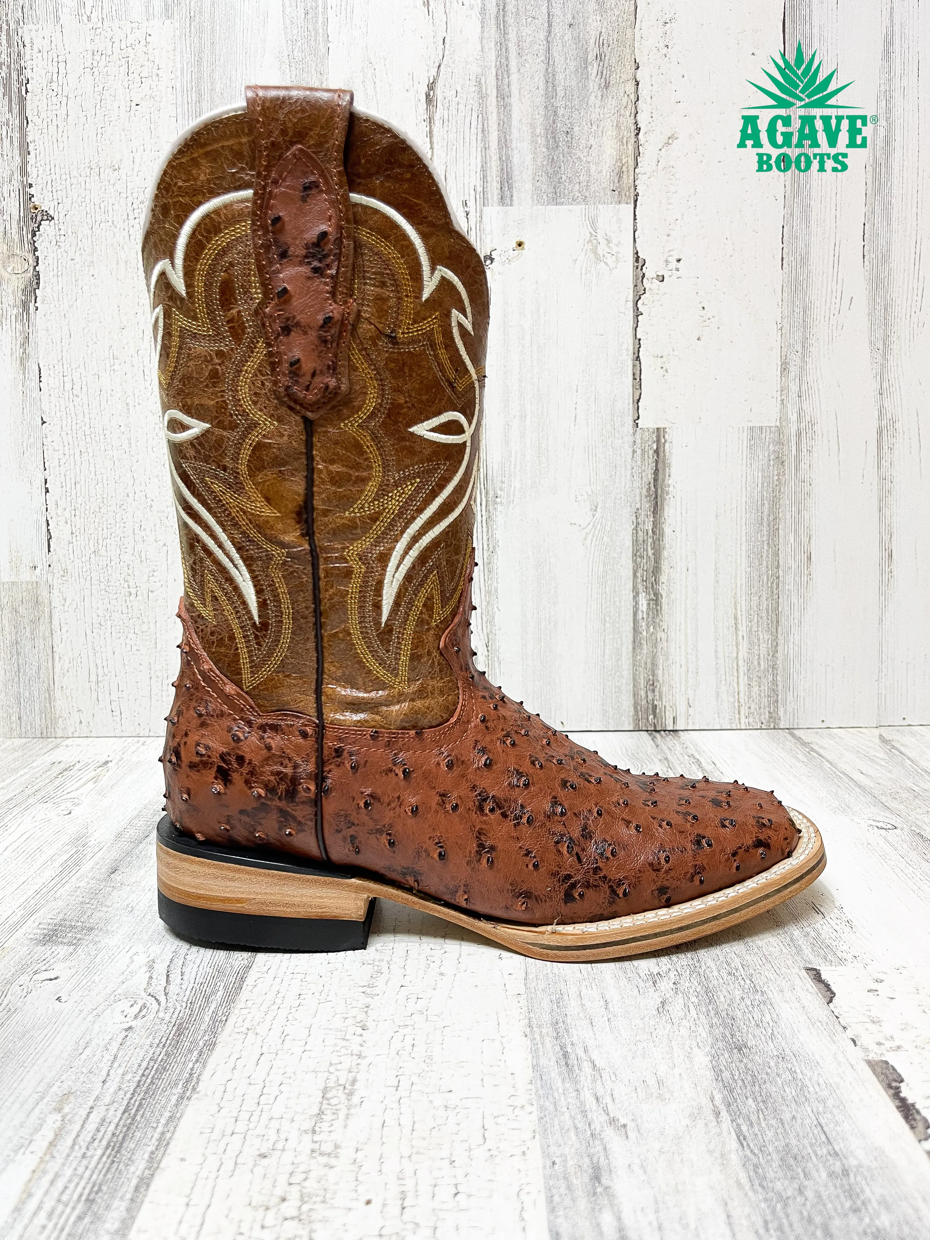 OSTRICH BRANDY | MEN SQUARE TOE WESTERN COWBOY BOOTS