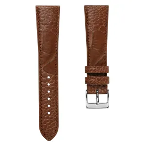 Ostrich Leg Leather Watch Strap - Tan