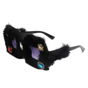 Oswil - Oversized Luxury Party Fur Square Women's Sunglasses