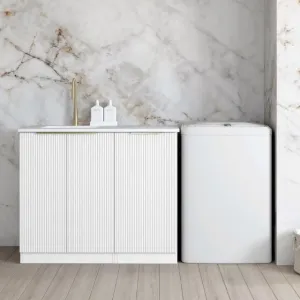 Otti Bondi White 1060mm Fluted Laundry Cabinet Set