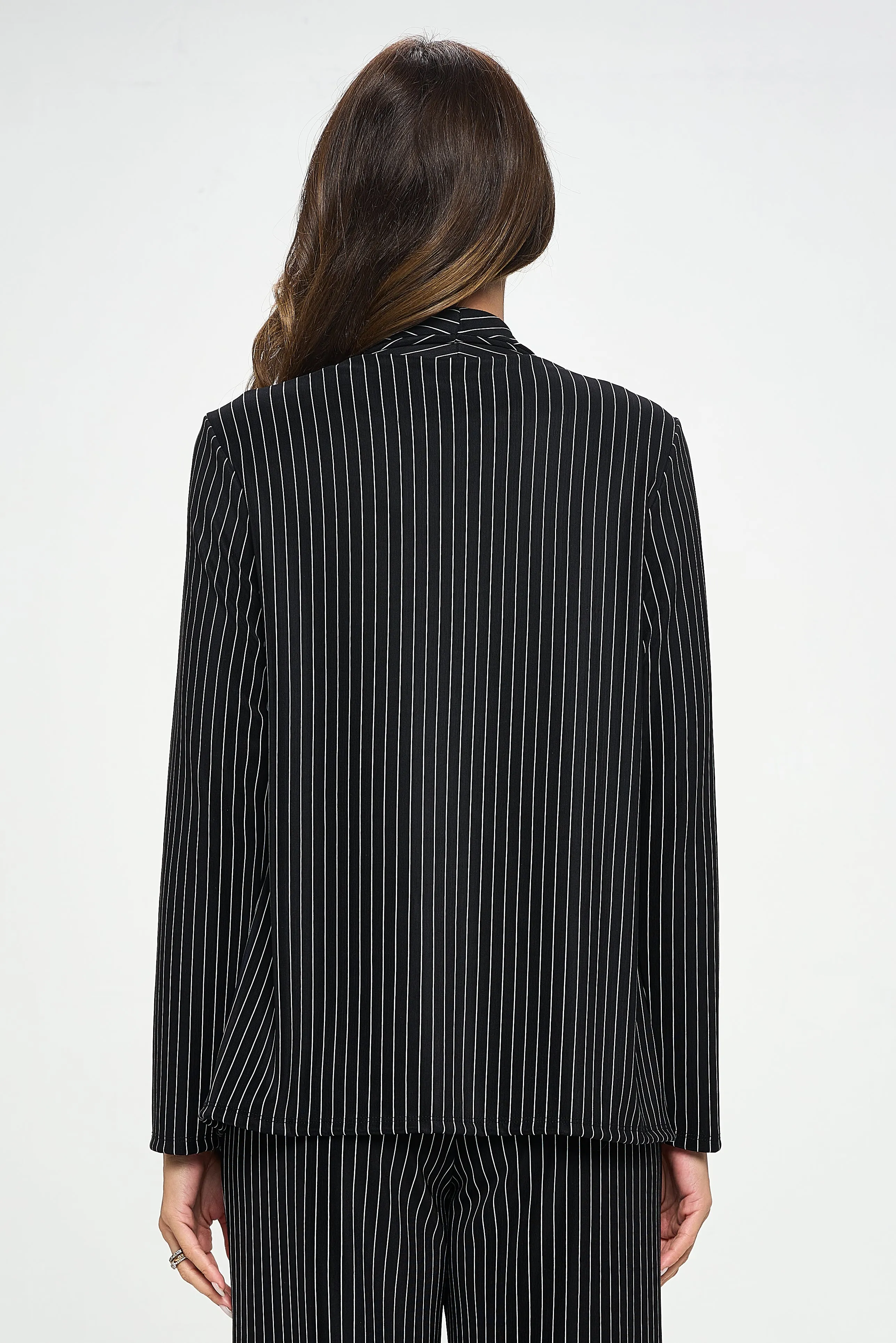 Ottoman Pinstripe Front Drape Jacket-4083TM-LRD1