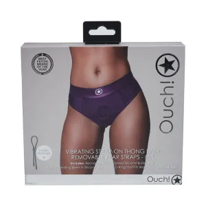 Ouch! Vibrating Strap-on Thong with Removable Butt Straps Purple M/L