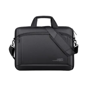 OUMANTU 030 Portable 15 inch Laptop Bag Leather Handbag Business Briefcase(Black)