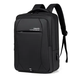 OUMANTU 2101-1 Large Capacity Backpack Waterproof Computer Bag, Color: Leather Film Black