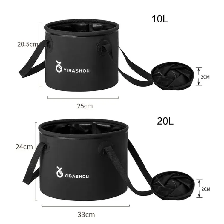 Outdoor Folding Bucket Travel Camping Portable Large Capacity Water Storage Bucket, Capacity: 10L Black