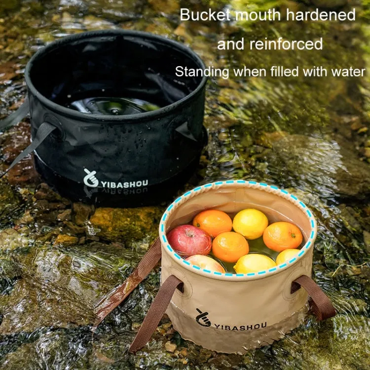 Outdoor Folding Bucket Travel Camping Portable Large Capacity Water Storage Bucket, Capacity: 10L Black