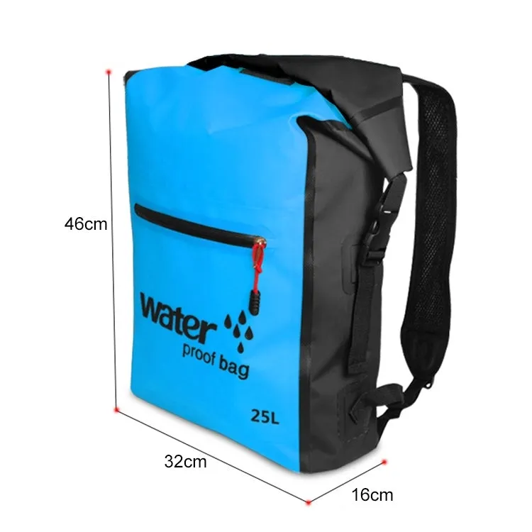 Outdoor Folding Double Shoulder Bag Dry Sack PVC Waterproof  Backpack, Capacity: 25L (Red)