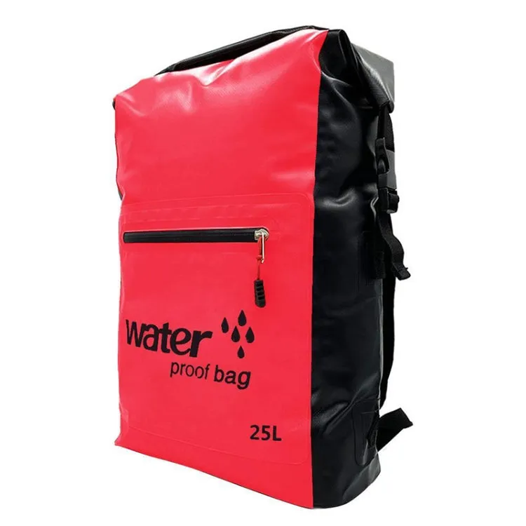 Outdoor Folding Double Shoulder Bag Dry Sack PVC Waterproof  Backpack, Capacity: 25L (Red)