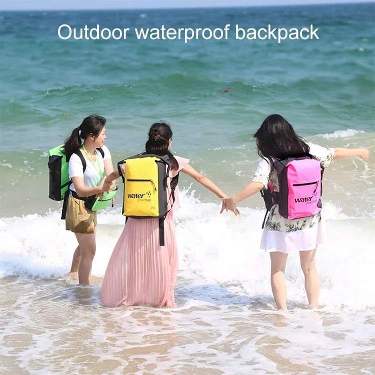 Outdoor Folding Double Shoulder Bag Dry Sack PVC Waterproof  Backpack, Capacity: 25L(Yellow)