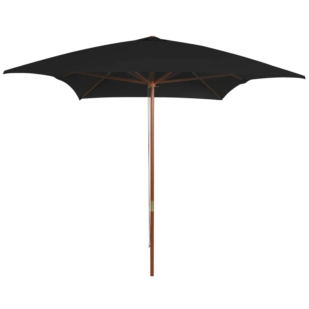 Outdoor Parasol with Wooden Pole Black 200x300 cm