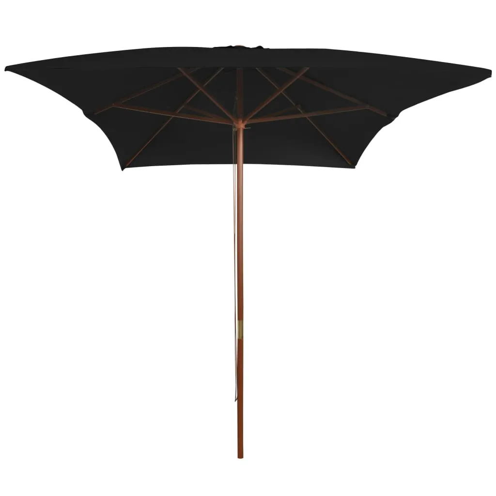 Outdoor Parasol with Wooden Pole Black 200x300 cm