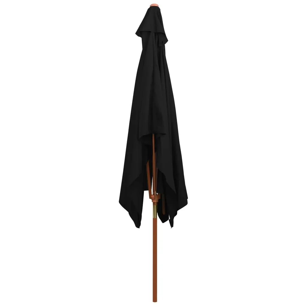 Outdoor Parasol with Wooden Pole Black 200x300 cm