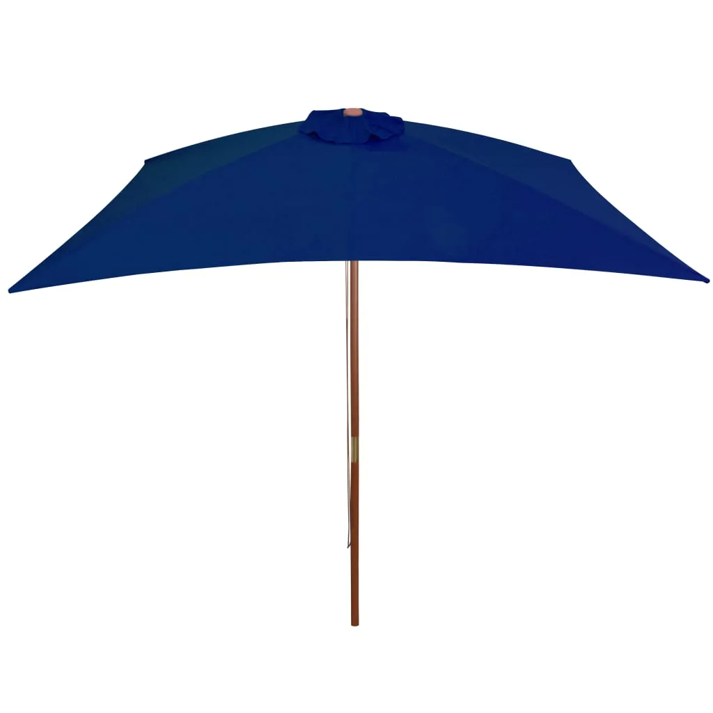 Outdoor Parasol with Wooden Pole Blue 200x300 cm