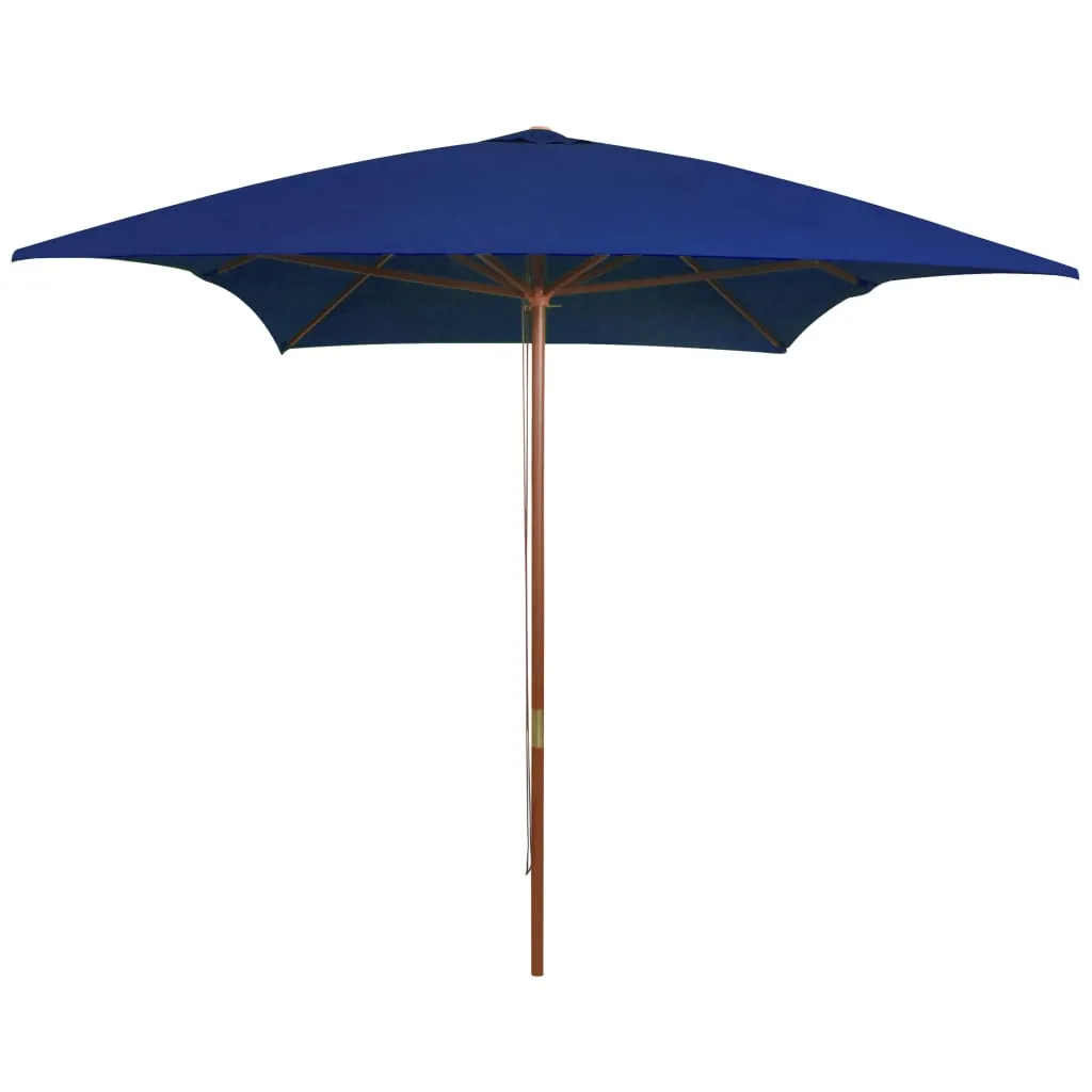 Outdoor Parasol with Wooden Pole Blue 200x300 cm