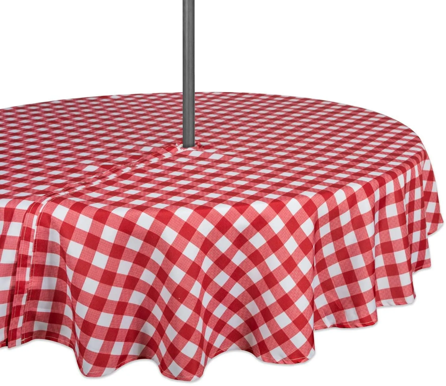 Outdoor Red Checkered Tablecloth With Umbrella Hole & Zipper